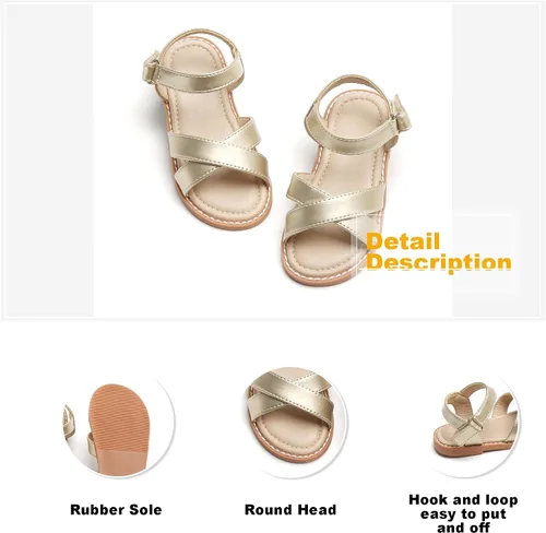 Vista 3 de Otter MOMO Girls Sandals Open Toe Princess Flat Sandals with Ruffle Summer Sandals