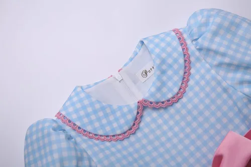 Vista 3 de Pettigirl Disfraz de hermana gemela brillante para niñas, disfraz de hermana para niños, muñeca espeluznante azul aterradora para Halloween