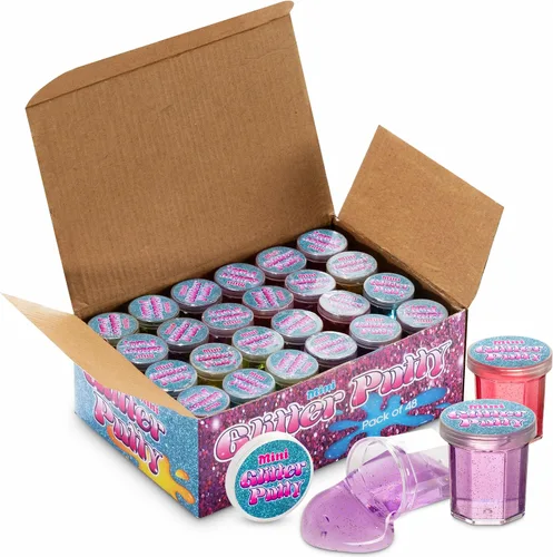Vista 2 de Mini masilla con purpurina (paquete a granel de 768) Mini slime para niños recuerdos de fiesta en varios colores neón arcoíris para fiesta