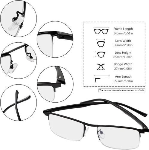 Vista 5 de Progressive Multifocus Reading Glasses Blue Light Blocking Multifocal Computer Readers for Men and Women Eyeglasses