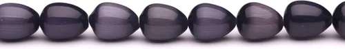 Vista 2 de Granos negros de cristal de fibra óptica de lágrima de ojo de gato 0.591 in
