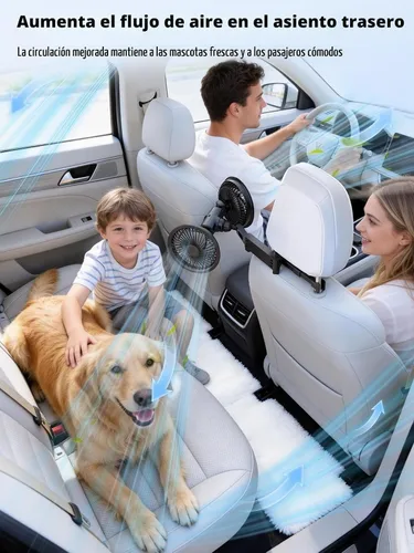 Vista 9 de Ventiladores de coche para asiento trasero, batería de 3600 mAh y Negro