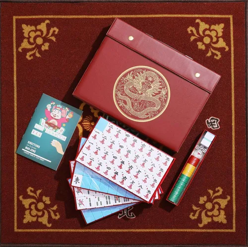 Vista 4 de Mose Cafolo Set de Juego de Mahjong Chino 1.5" X-Grande 144 Fichas de Melamina Blanca Azul Numeradas con Estuche de Viaje Portátil, Completo Majong