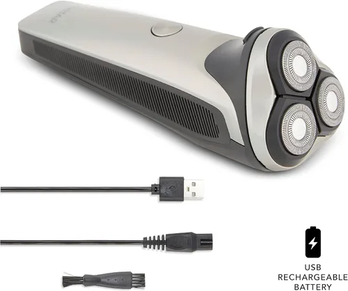 Vista 3 de VIVITAR Afeitadora giratoria metálica inalámbrica de 3 cabezales, afeitadora giratoria eléctrica inalámbrica para hombres con tres cabezales