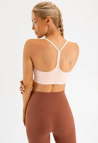Vista 4 de Lavento Sujetador deportivo con espalda en Y para mujer, tirantes delgados, acolchado, de bajo impacto, para entrenamiento, yoga