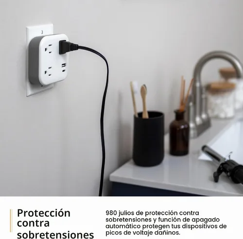 Vista 5 de GE - Extensor de salida con protector de sobretensiones con puertos USB, 3