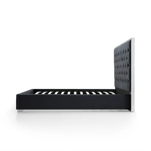 Vista 8 de Better Home Products Marco de cama de terciopelo con metal plateado negro/queen