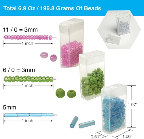 Vista 3 de The Beadsmith Basic Elements - Cuentas de vidrio para semillas, colores surtidos, 11/0 y 6/0 redondas y cuentas de corneta de 0.197 in