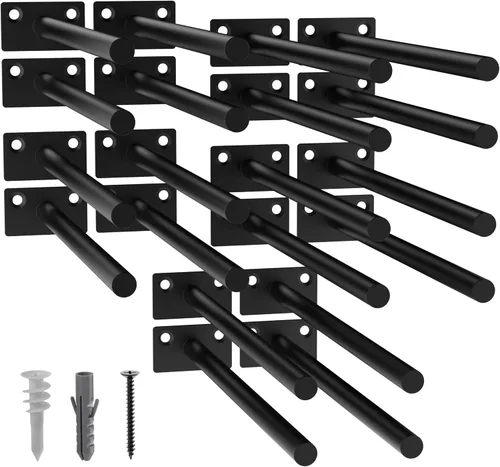 Vista 38 de 12-Pack 10 inch Floating Shelf Brackets, Hidden Shelf Bracket for Wood Negro-paquete de 12