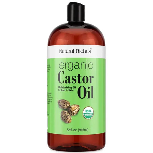 Vista 10 de Natural Riches Aceite de ricino orgánico, prensado en frío, certificado USDA para el crecimiento del cabello, pestañas más gruesas, cejas, hidrata