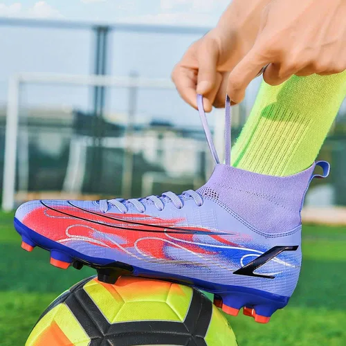 Vista 5 de ESXGED Botas de fútbol de alta calidad para mujer, zapatos de fútbol para hombre, zapatos de tacos cómodos para jóvenes, zapatos deportivos