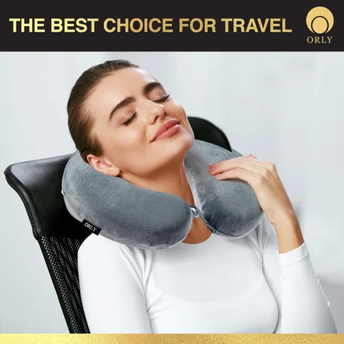 Vista 2 de Charles Albert - Almohada de viaje de espuma viscoelástica, almohada de cuello en forma de U, cojín ultra suave y cómodo para soporte del cuello