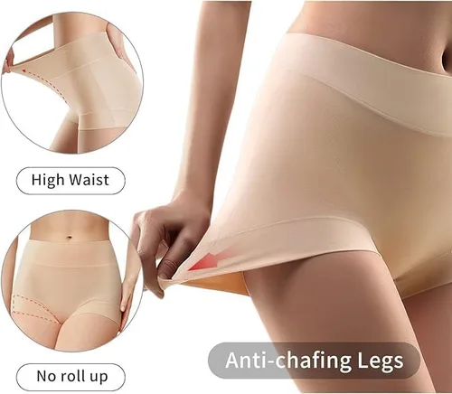 Vista 2 de EVEFIT - Ropa interior de algodón para mujer, de cintura alta, cobertura completa, paquete de 4 unidades (talla regular y grande)