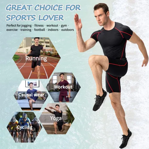 Vista 5 de WRAGCFM Men's Compression Shirts Short Sleeve Athletic Workout Undershirts Quick Dry Base Layer Sports T-Shirts Running Tops