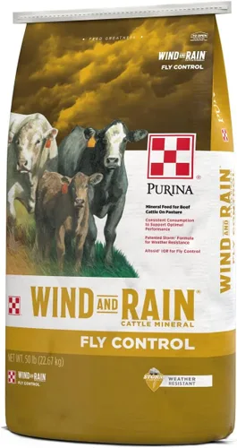 Vista 4 de Purina Wind & Rain Texas All Season 7.5 Complete ALTOSID Fly Control Ganado Mineral Bolsa de 50 libras