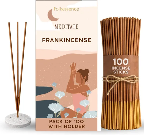 Vista 7 de Folkulture Varillas de Incienso - Juego de 100 con Soporte Varillas de Incienso Navideñas para Meditación, Espiritual, Limpiar Energía Negativa