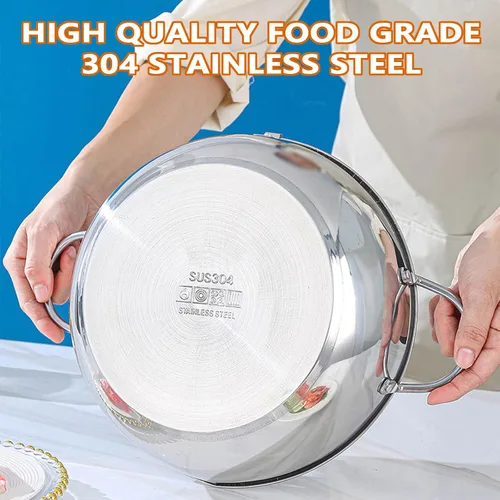 Vista 5 de Olla freidora profunda de 8.27 pulgadas/2.2 L, olla de tempura estilo Janpanese con cesta coladora y termómetro, olla profunda de acero inoxidable