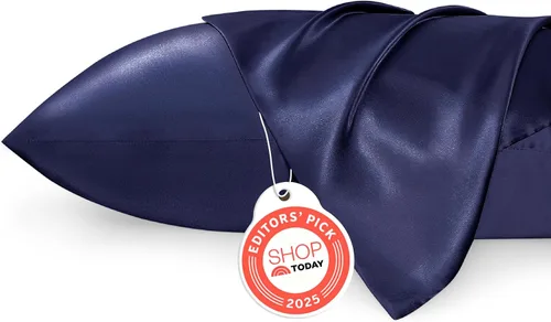 Vista 26 de Bedsure Paquete de 2 fundas de almohada de satén similares a las fundas de almohada de seda tamaño estándar, funda de almohada para mujeres que