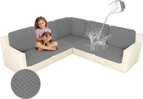 Vista 28 de ALIECOM Fundas 100% impermeables para sofá seccional esquinero en forma de L, fundas de cojín de jacquard elásticas para mascotas y perros
