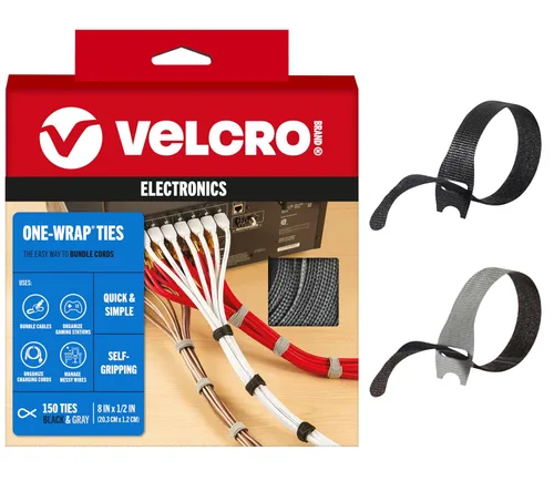Vista 8 de VELCRO Brand Organizador de cables para escritorio y mesita de noche, 5 ranuras para cables con enrutamiento de mangas, soporte de alambre adhesivo