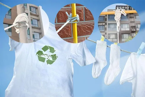 Vista 4 de Clothesline - Cuerda de secado de ropa, portátil, ajustable, para ropa interior y exterior, línea de ropa a prueba de viento, colgador para camping