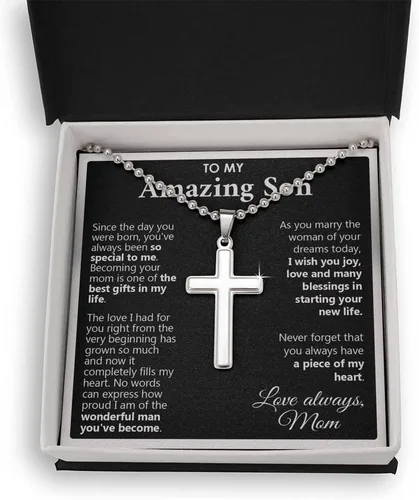 Vista 2 de Joyería para tarjetas de mensaje regalos personalizados, regalo de boda para hijo de mamá, a mi hijo en el día de su boda, regalo de boda para hijo