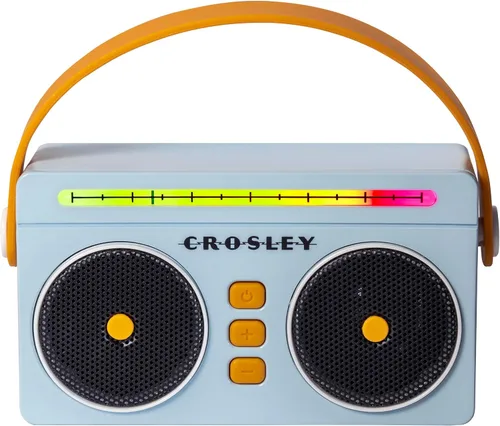 Vista 14 de Crosley CR3050A-FG Mini Boombox Altavoz Bluetooth Portátil Retro con Luces LED, Flamingo