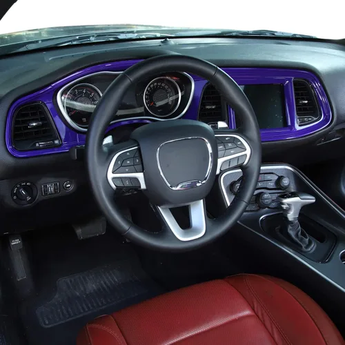 Vista 9 de JeCar Marco de tablero panel de mando compartimento central, accesorio decorativo interior compatible con Dodge Challenger 2015-2023, textura