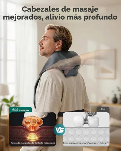 Vista 2 de Snailax Masajeador de cuello inalámbrico con calor, masajeador de hombros Negro