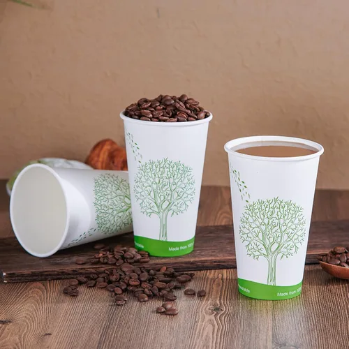 Vista 3 de ECOLipak 210 tazas compostables de 16 onzas, vasos de papel desechables biodegradables con forro de ácido poliláctico (PLA), tazas de café de papel