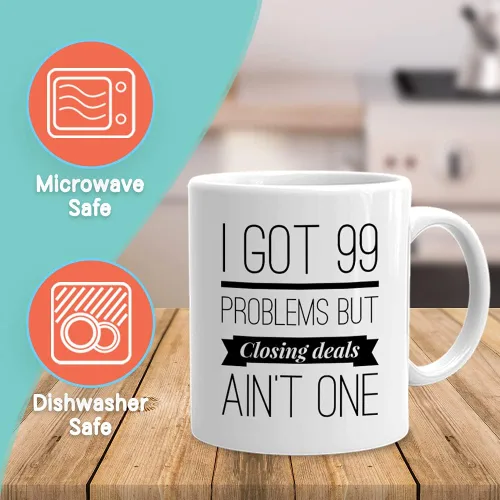 Vista 2 de Taza de café Realtors de 11 oz, color blanco, I Got 99 Problems Agente de Bienes Raíces Vendedor