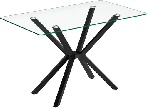 Vista 7 de Mesa de Comedor Moderna de Vidrio Templado Mesa de Cena, Mesa de Cocina Rectangular con Patas de Metal Resistentes, Diseño Minimalista