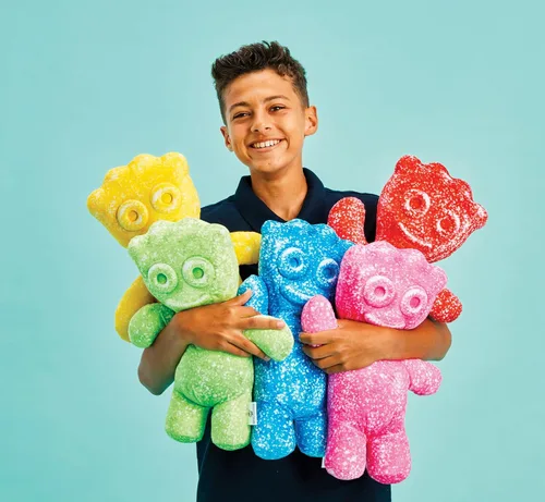 Vista 4 de iscream Sour Patch Kids - Mini almohada de personaje de caramelo en relieve de 8.5 x 6.25 pulgadas, color azul Officially Licensed, Small 8.5" x