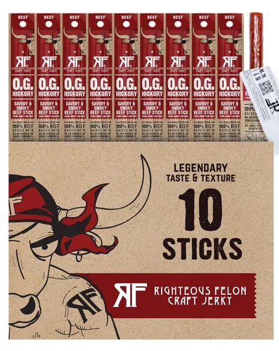 Vista 10 de Righteous Felon Palitos de carne Palitos de carne 100% Palitos de carne sin gluten y keto Palitos de carne bajos en azúcar y altos