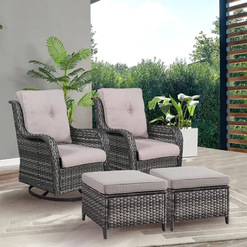 Vista 3 de Rilyson Sofá de mimbre para patio al aire libre, capacidad de peso de 900 libras, sofá grande de mimbre de 3 plazas con cojines de asiento de 4