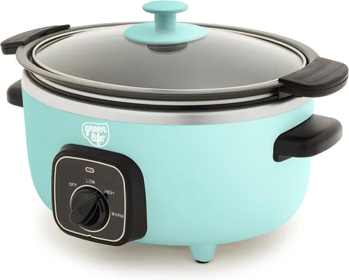 Vista 17 de GreenLife 3.5QT Olla de cocción lenta, cerámica antiadherente sin PFAS ni tóxicos, recipiente interior extraíble, programable, función mantener