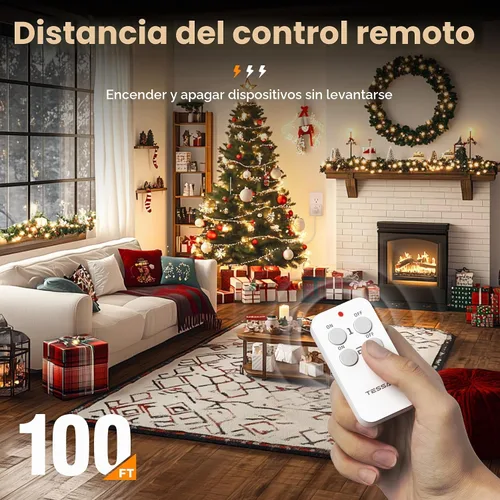 Vista 2 de TESSAN - Enchufe de salida con control remoto, kit de interruptor de luz inalámbrico TESSAN con rango RF de 100 pies, interruptor