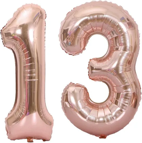 Vista 7 de Globos del número 10, decoraciones de fiesta de cumpleaños número 10 para niñas, oro rosa, 40 pulgadas