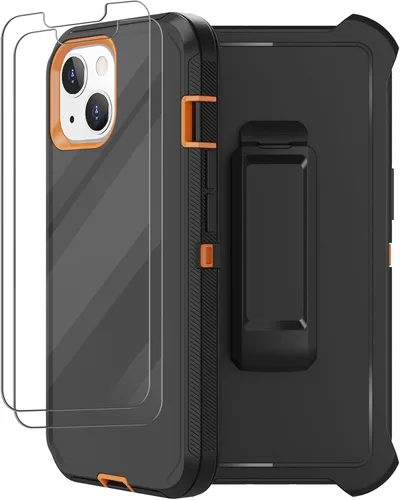 Vista 8 de Funda para iPhone 13 con funda de clip para cinturón, 2 protectores de pantalla, resistente grado militar, cuerpo completo, a prueba de golpes, a