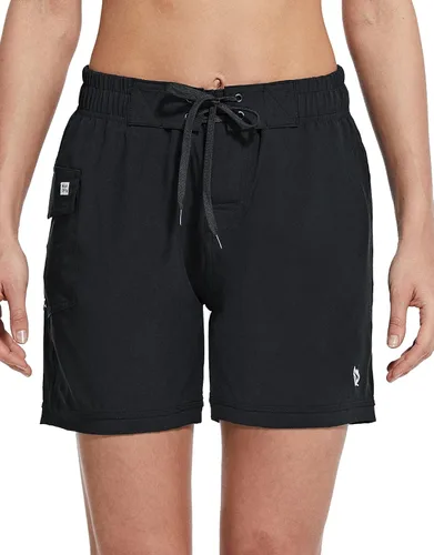 Vista 2 de BALEAF Womens 5 Swim Board Shorts Quick Dry High Waisted Boardshorts with Pockets Liner Beach Surfing