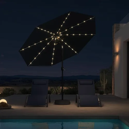 Vista 66 de PURPLE LEAF Sombrilla LED para patio y piscina, 5 x 8 pies, con base para Beige