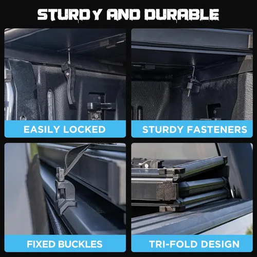 Vista 4 de Cubierta para cama de camioneta plegable dura compatible con Ford Super Duty 6.8 pies de caja estándar, 1999-2025 F250 F350 F-250 F-350