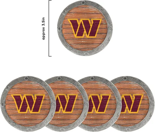 Vista 145 de FOCO NFL Team Logo 5-Pack Barrel Beverage Drink Coaster Set