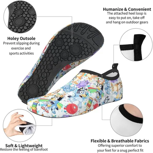 Vista 5 de NZHMZJK Zapatos de agua para niños y niñas, calcetines acuáticos de secado rápido, para natación, playa, yuga, ejercicio, deporte, piscina, camping