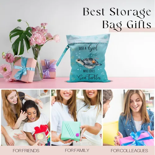 Vista 6 de Bolsa impermeable para traje de baño, bolsa húmeda y seca para playa y viaje, con cierre oculto, reutilizable para bebé, para trajes de baño Tortuga