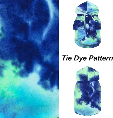 Vista 4 de Mklhgty Sudadera con capucha para perro de tie dye, abrigo de invierno para perros pequeños - capucha cálida y ajustable ultrasuave, tela