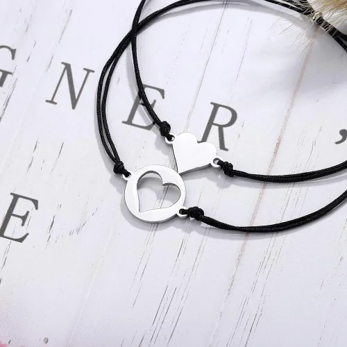 Vista 3 de KINGSIN Juego de pulseras para madre e hija para 2 pulseras de deseos de corazón a juego para mamá e hija