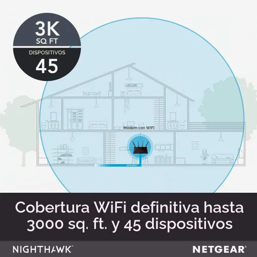 Vista 4 de NETGEAR Nighthawk - Combo de enrutador WiFi para módem por cable (C7800) - Compatible con proveedores de cable, incluyendo Xfinity, de Comcast, Cox