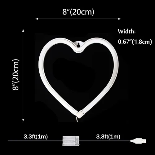 Vista 5 de Letreros de neón con forma de corazón para el día de San Valentín, luces LED de amor con USB y pilas para el hogar, pared, día de la madre, boda