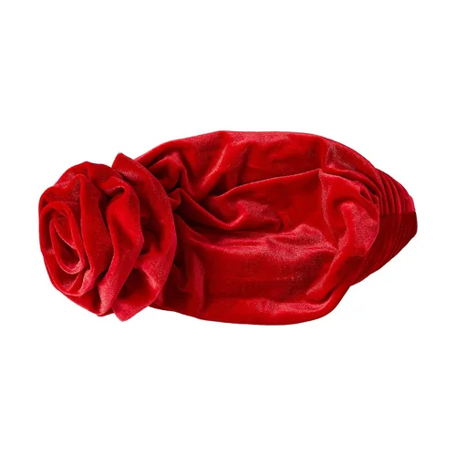 Vista 4 de Red by Kiss X Keyshia Cole - Turbante con nudo superior, turbante de terciopelo Ritzy, gorro preatado, Rojo